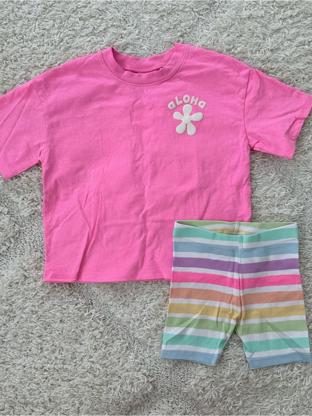 Next Pink/Cream Top & Cycle Shorts Set